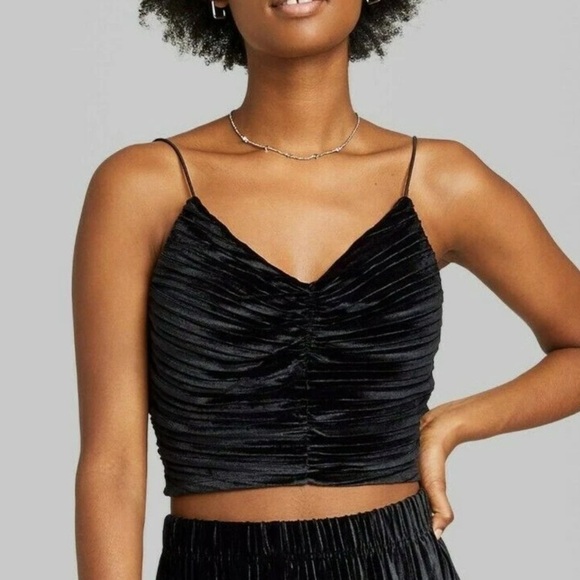 Wild Fable SET Black Velvet Pants & Crop Top NEW - Picture 15 of 17